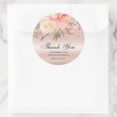Pink Glitzer Floral Wedding Vielen Dank Runder Aufkleber (Tasche)
