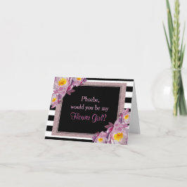 Pink Glitzer Floral werden Sie meine Blume Mädchen Einladung