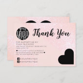 Pink Glitzer Geo Heart Logo Kunde Vielen Dank Dankeskarte (Vorne/Hinten)
