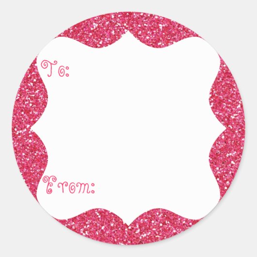 Pink Glitzer Gift Tag Runder Aufkleber (Vorderseite)