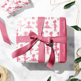 Pink Glitzer Girl Ballerina Muster Geburtstagspart Geschenkpapier