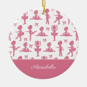 Pink Glitzer Girl Ballerina Pattern Weihnachten Keramik Ornament (Vorne)
