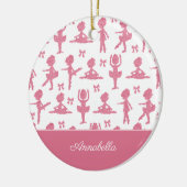 Pink Glitzer Girl Ballerina Pattern Weihnachten Keramik Ornament (Links)