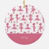 Pink Glitzer Girl Ballerina Pattern Weihnachten Keramik Ornament (Hinten)