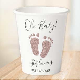 Pink Glitzer Girl's Baby Shower Pappbecher