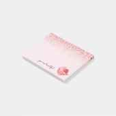 Pink Glitzer Glam Watercolor Kiss Post-it Klebezettel (angewinkelt)