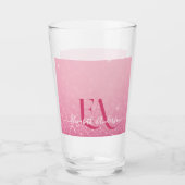 Pink Glitzer Glass Cup mit Name & Initialen Glas (Vorderseite)