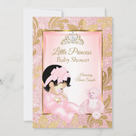 Pink Glitzer Gold Baby Duschbär Einladung