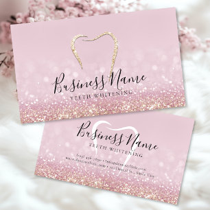 Pink Glitzer Gold Tooth Teeth Whitening Visitenkarte