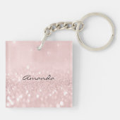 Pink Glitzer Gray Girly Makeup Lashes Schlüsselanhänger (Rückseite)