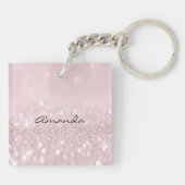 Pink Glitzer Gray Girly Makeup Lashes Schlüsselanhänger (Rückseite)