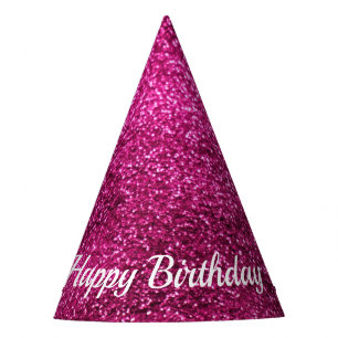 Pink Glitzer Happy Birthday Partyhütchen