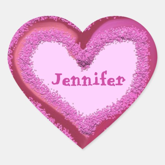 PINK Glitzer Heart Sticker - Individuelle Name (Vorderseite)