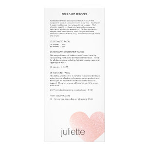Pink Glitzer Heath Esthetician Service Price Menü