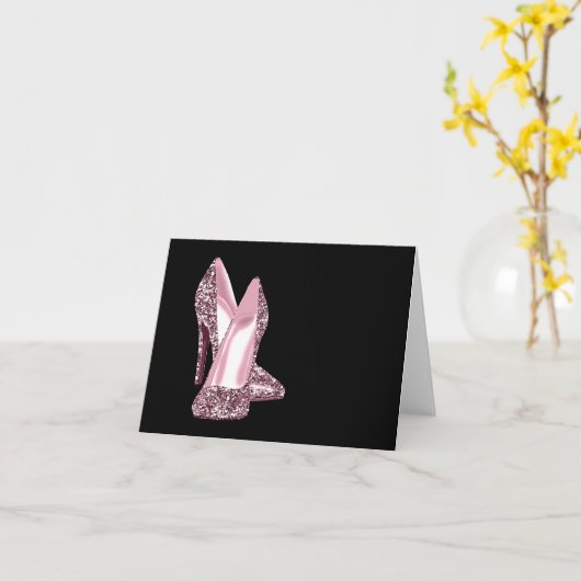 Pink Glitzer High Heel Shoe Danke Karten (Gelbe Blume)