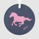 Pink Glitzer Horse Little Girl Ornament (Rückseite)