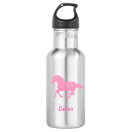 Pink Glitzer Horse Little Girl Vorname Tier Edelstahlflasche