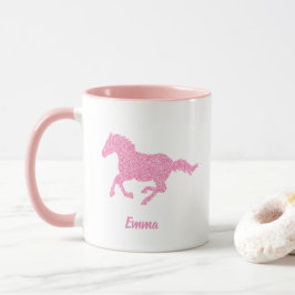 Pink Glitzer Horse Little Girl Vorname Tier Tasse