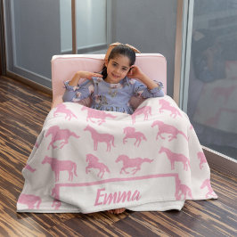 Pink Glitzer Horse Pattern Little Girl Vorname Fleecedecke