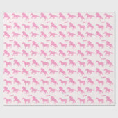 Pink Glitzer Horse Pattern Little Girl Vorname Geschenkpapier (Flach)