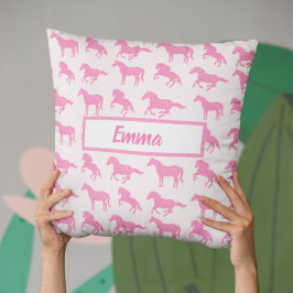 Pink Glitzer Horse Pattern Little Girl Vorname Kissen