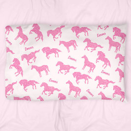 Pink Glitzer Horse Pattern Little Girl Vorname Kissenbezug
