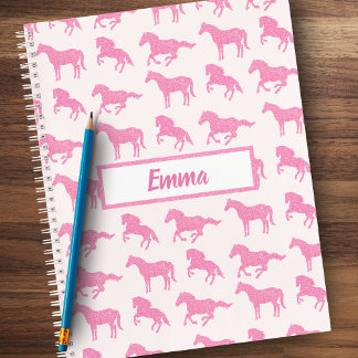 Pink Glitzer Horse Pattern Little Girl Vorname Notizblock