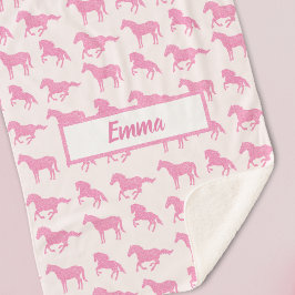 Pink Glitzer Horse Pattern Little Girl Vorname Sherpadecke