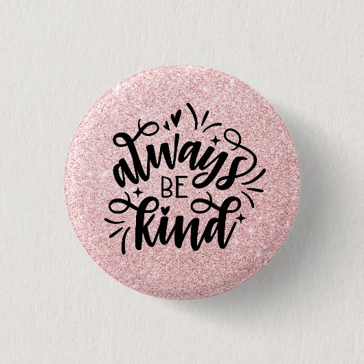Pink-Glitzer/immer mit dem Kind Button (Vorderseite)
