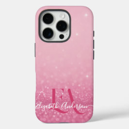 Pink Glitzer iPhone Case mit Initialen & Name