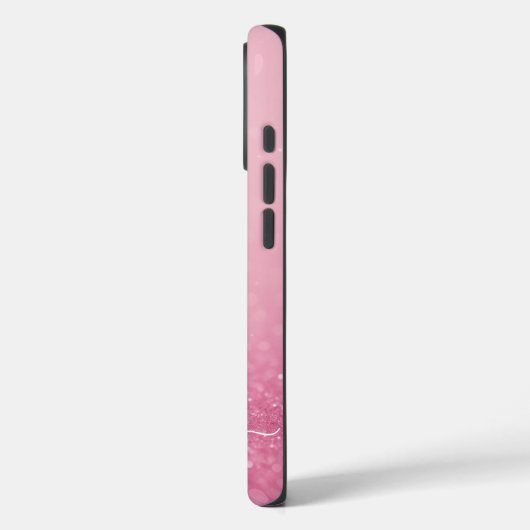 Pink Glitzer iPhone Case mit Initialen & Name (Rückseite / Links)