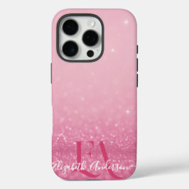 Pink Glitzer iPhone Case mit Initialen & Name