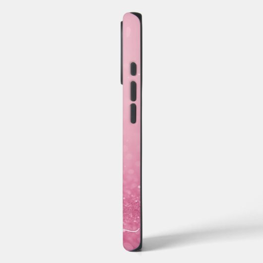 Pink Glitzer iPhone Case mit Initialen & Name (Rückseite / Links)