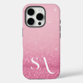 Pink Glitzer iPhone Case mit Initialen & Name (Rückseite)