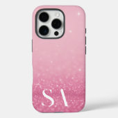 Pink Glitzer iPhone Case mit Initialen & Name (Rückseite)