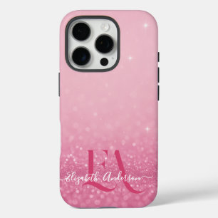 Pink Glitzer iPhone Case mit Initialen & Name