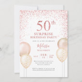 Pink Glitzer Kalligraphie Überraschung 50. Geburts Einladung (Vorderseite)