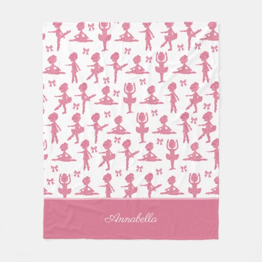 Pink Glitzer Kleine Girl Ballerina Balletter Muste Fleecedecke (Vorderseite)