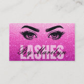 Pink Glitzer Lash Techniker Scannable QR Code Visitenkarte (Vorderseite)