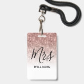 Pink Glitzer Lehrer Individuelle Name Lanyard ID A Ausweis (Vorderseite mit Lanyard)