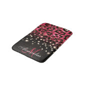 Pink Glitzer Leopard Print und Diamonds Badematte (Schrägansicht)