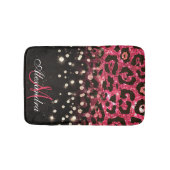 Pink Glitzer Leopard Print und Diamonds Badematte (Vorderseite)