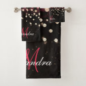 Pink Glitzer Leopard Print und Diamonds Badhandtuch Set (Insitu)