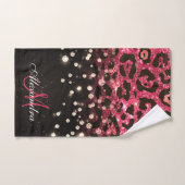 Pink Glitzer Leopard Print und Diamonds Badhandtuch Set (Handtuch)