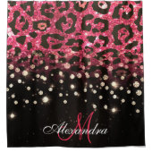 Pink Glitzer Leopard Print und Diamonds Duschvorhang (Vorderseite)