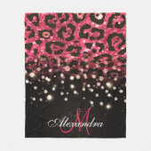 Pink Glitzer Leopard Print und Diamonds Fleecedecke (Vorderseite)
