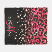 Pink Glitzer Leopard Print und Diamonds Fleecedecke (Vorderseite (Horizontal))