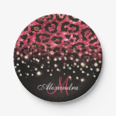 Pink Glitzer Leopard Print und Diamonds Pappteller (Vorderseite)