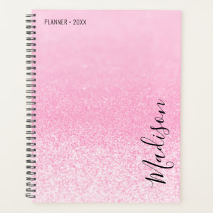 Pink Glitzer Lights Personalisiert Planer