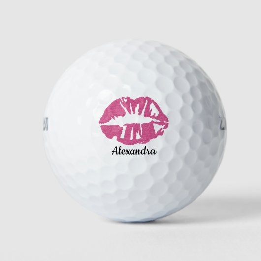 Pink Glitzer Lipstick Girly Kiss Golfball (Vorderseite)